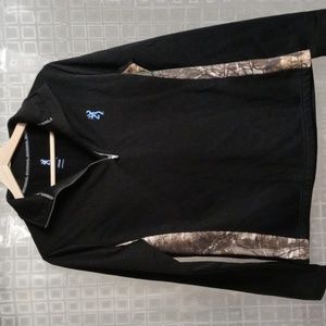 Browning Black Quarter-Zip Hoodie with Camo Side Panels